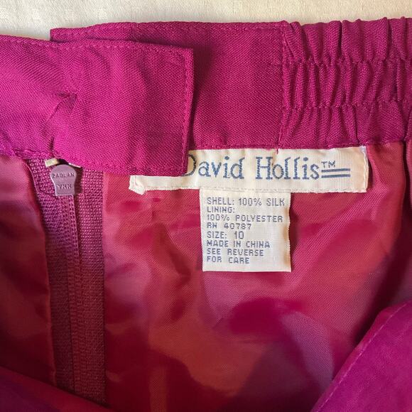 David Hollis Women Silk Pencil Skirt size 10 US Knee Length Solid Purple - Picture 5 of 7
